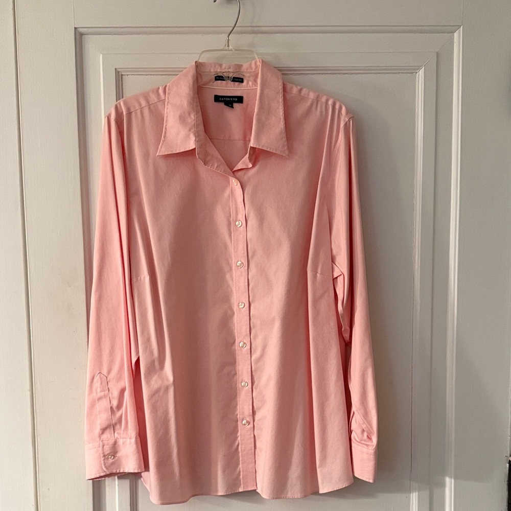 Lands' End Women's Soft Pink Button Down Shirt